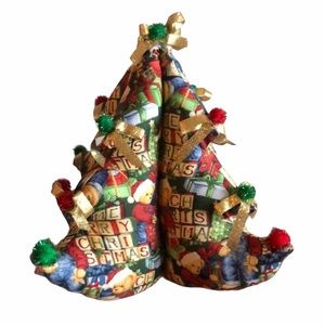 Handmade Fabric Holiday Tree Teddy Bears 12”